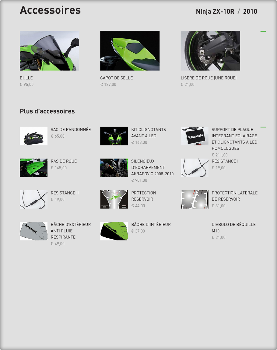 Accessoires : Ninja ZX-10R 2010 Kawasaki