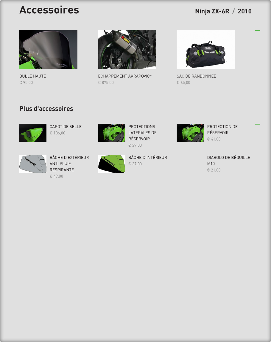 Accessoires : Ninja ZX-6R 2010 Kawasaki