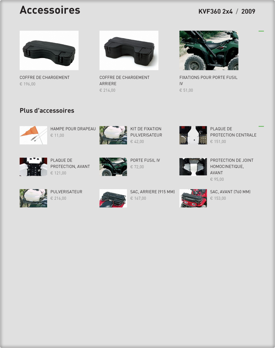Accessoires : KVF360 2x4 2009 Kawasaki